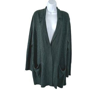 J. Jill Textured Sweater Blazer Jacket Womens 2X Green Cotton Acrylic CJ-1837